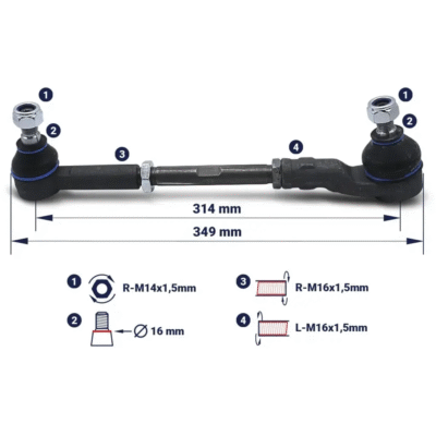 Seitenstangeneinheit rechts passend für NISSAN CABSTAR